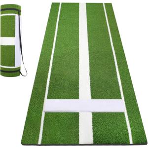 10x3 ft Softball Pitching Mat with Mound - Antifade Turf, Antislip Foam Backing - Fastpitch Equipment for Softball and Baseball Pitchers Practice-Green/Red