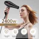Hair Dryer Professional Ionic Salon Hair Dryer 2400W Powerful Fast-Drying Blue Light Ionic Hair Dryers with Diffuser, AC Motor Constant Temperature Quiet Ion Dryers for Women Men