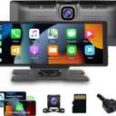 Portable Car Radio Wireless Carplay Car Screen with Dash Cam, 9.3'' IPS Touch Screen Android Auto 1080p Backup Camera Dual Bluetooth GPS Mirror Link/Siri/FM/AUX Dash Mount