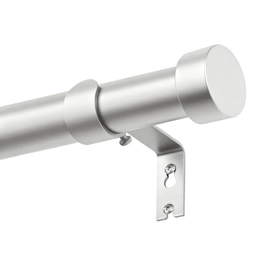 KAMANINA Silver Curtain Rods for Windows 66 to 120 Inch (5.5-10 Feet), 1 Inch Heavy Duty Curtain Rod, Modern Adjustable Drapery Rods with End Cap (32"-120")
