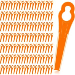 Honoson 150 Pieces Plastic Trimmer Blades Replacement Mowing Grass Wacker Nylon Blades Compatible with Polycut 2-2 3-2 FSA 45 57 FSE 52 (Orange)