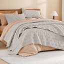 Litanika Oversized King Quilt Bedding Set, 128x120 Inch Super King Linen Comforter Bedspreads Lightweight Bed Coverlets Boho Bedding Cover Decor All Season,3 Pieces (1 Quilt, 2 Pillowcases)