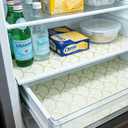 Shelf Liners Non Adhesive Gold Background White Fan-Shaped Pattern Thickened Non Slip Easy to Clean Drawer Liner for Kitchen Cabinets, Tool Box,Refrigerator,with Knife & Tape Measure,12in x 118in