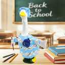 Back to School Porch Goose Outfits with Small Bag Classroom Goose Outfits for 23" Statue Patio Lawn Garden Decoration (Blue)