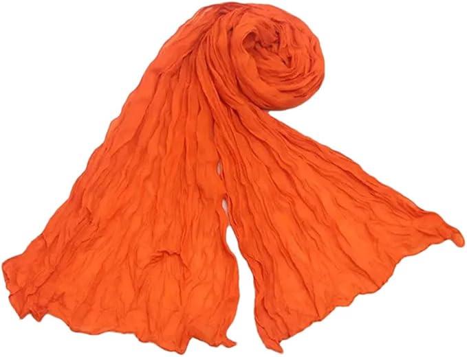 Women Solid Long Shawl Soft Solid Scarf Wrap Shawl Soft Scarf Wrap Long Hijab Scarves, Orange, Colour Name: 12