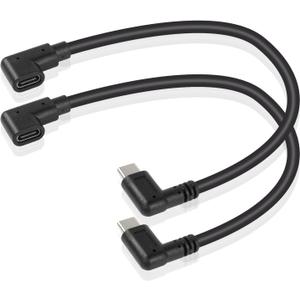 GINTOOYUN USB C Extension Cable, Right Angle Male to Female, 0.3m, Black, Supports PD60W Fast Charging, Compatible with Laptops, Tablets, Mobile Phones