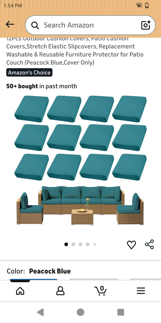 12Pcs Outdoor Cushion Covers, Patio Cushion Covers,Stretch Elastic Slipcovers, Replacement Washable & Reusable Furniture Protector for Patio Couch (Peacock Blue,Cover Only)