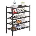 Buymoth 5 Tier Bamboo Shoe Rack Storage Organizer for Closet, Multifunctional Stackable Free Standing Shoe Shelf Organizer for Small Space,Entryway, Hallway, Bathroom27 x11 x32 (Brown, 5 Tier)