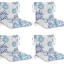 Barydat 4 Pcs Outdoor Patio Chair Cushions with Back, 21.7 x 43.3 Inch Decorative Dining Back Cushions with Tie Buffalo Plaid Indoor Outdoor for Patio Furniture(Blue and White,Plantain Leaf)