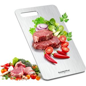 Titanium Cutting Boards, 100% Pure Titanium Kitchen Cutting Board, Double-Sided Non-Toxic Cutting Board, Ideal for Slicing and Dicing Meats, Features Handle, Dishwasher Safe,13"L*8"W