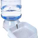 Pet Water Dispenser Station - 1 Gal Replenish Pet Waterer for Dog Cat Animal Automatic Gravity Water Drinking Fountain Bottle Bowl Dish Stand