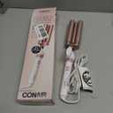 Conair Double Ceramic 3 Barrel Curling Iron, Triple Barrel Waver Hair Tool Creates Deep, Continuous Waves, Hair Curler for All Hair Lengths, White/Rose Gold