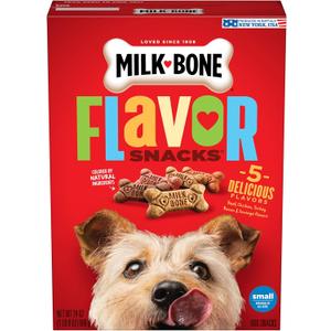 Milk-Bone Flavor Snacks Dog Treats, Small Biscuits, 24 Ounce Crunchy Texture Helps Reduce Tartar (EXP 12/04/26)