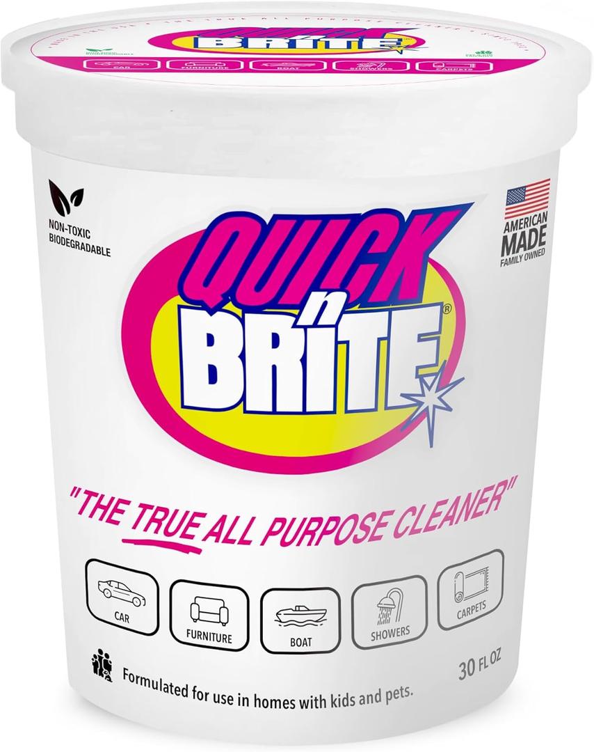 Quick 'n Brite All Purpose Cleaning Paste  Kid & Pet Safe, Powerful Multi-Surface Cleaner for Kitchens, Carpets, BBQ, Tubs & More  32 oz Biodegradable