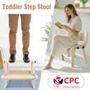 Toddler Step Stool, Foldable Step Stool for Kids, Convert to Chair, Toddler Stool for Bathroom Sink & Potty Training, Wooden Step Stools w Non Slip Base for Kitchen, Bedroom