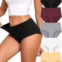 UNDER THE SEA Cotton Underwear for Women High Waisted Full Coverage Soft Briefs Plus Size Women's Panties L 5 Pack
