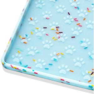 Ptlom Dog Food Mat Anti-Slip Dog Bowl Mats for Food and Water, Waterproof Pet Placemat Prevents Messy Spill to Floor, Silicone Puppy Feeding Tray for Small, Medium and Large Dogs Cats, Blue (18"L x 12"W)