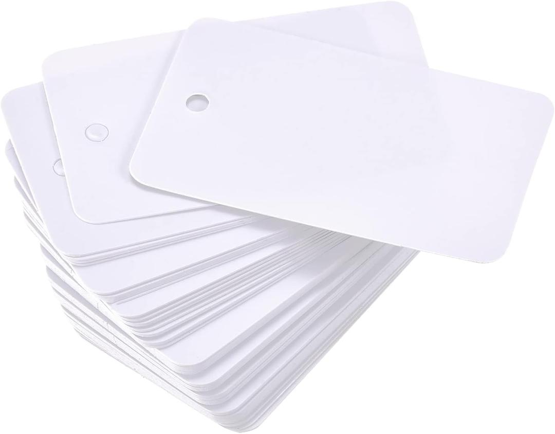 MECCANIXITY Blank Waterproof Eyelet Hole Plastic Shipping Tags, for Product Identification Tags, Valve Marking, Outdoor Tagging,1.2 x 2 Inch White Pack of 50