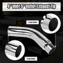 4 Inch Diesel Exhaust Elbow Tip, 4" Inlet to 5" Outlet, 23" Long Chrome Exhaust Pipe Elbow 2pcs 4'' Exhaust Clamps