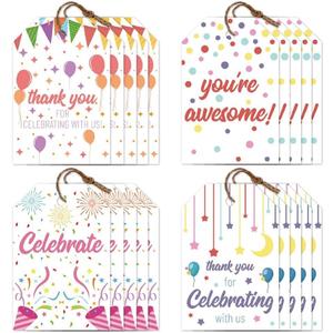 120 Pcs Gift Tags Celebrate Thank You Present Labels with String 3x2in Tags Paper Labels Luggage Tags Labels Paper Tags for Present for Wedding Birthday Gift Favors Wrapping