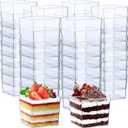Zubebe 100 Pack 3 oz Square Plastic Cups, Appetizer Dessert Cups Clear Plastic Disposable Small Tumbler for Ice Cream, Fruit Puddings, Desserts, Appetizers Summer Wedding Party Catering Supplies