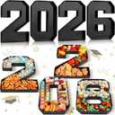 Mooliwe 4 Pcs 2026 Graduation Fillable Numbers for Charcuterie Class of 2026 Cardboard Number Grad Charcuterie Board Serving Trays Graduation Food Box for Tray Party Supplies(Black)