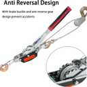 5 Ton Come Along Winch, Heavy Duty 3 Hook Steel Cable Dual Gear Power Puller for Towing Lifting, Moving Boats Tighten Fence and Tree Transporting Logs 10000 LBS Load Capacity