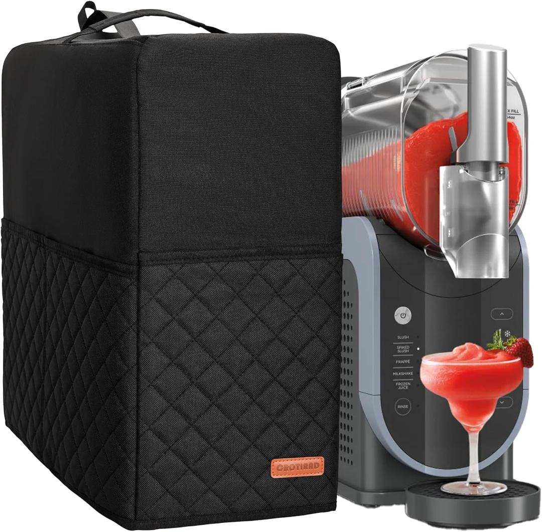 Slushie Machine Dust Cover for Ninja Slushie Frozen Drink Maker, Hanging Dust Cover for Ninja Slushy Machine, Easy Foldable Fits Ninja Slushi Maker, Quilted Black