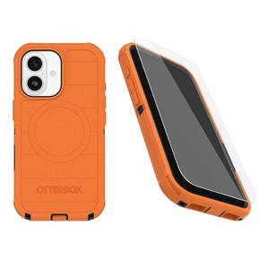 OtterBox iPhone 17 (Only) Bundle: Defender Series Case & Screen Protector - Blaze Orange - Case Only - Snaps on MagSafe - Tough - Rugged & Durable
