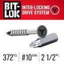 Velocity 2 1/2" Exterior Wood Screws (Size #10) BIT-LOK Technology Zero Force to Install Construction Screws, Organic Grey Rust Resistant Coating, Wood Repair Kit with Bit-Lok Drive Bit, 5lb Box