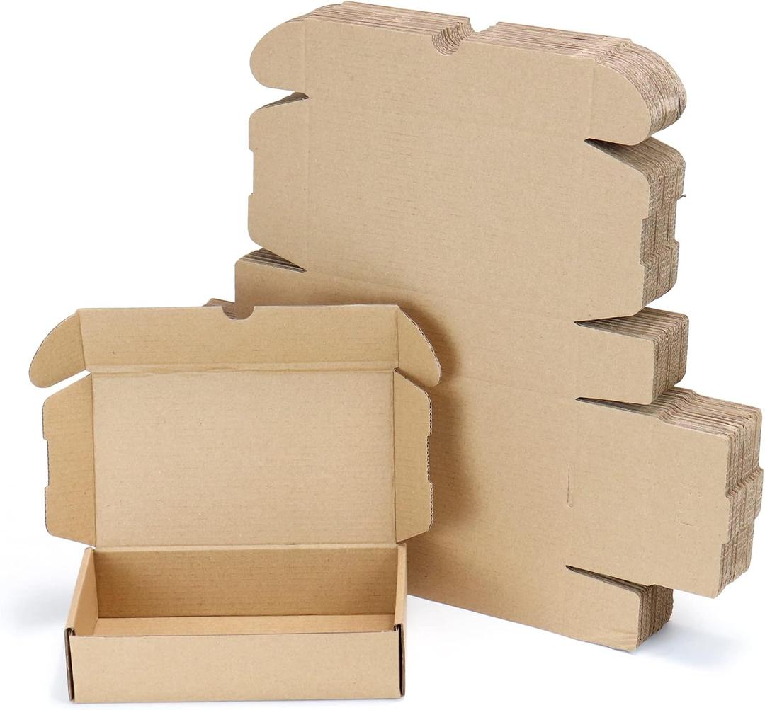 Flamorrow 8 x 4 x 2 Inches Shipping Boxes, Pack of 25, Corrugated Shipping Cardboard Box, Mailer & Packaging for Small Business