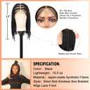 Brinbea 13x8'' HD Lace Front Knotless Short Braided Wigs for Women Bob Box Braid Wig with Baby Hair Premium Synthetic Braided Lace Front Wigs Black 14 Inch