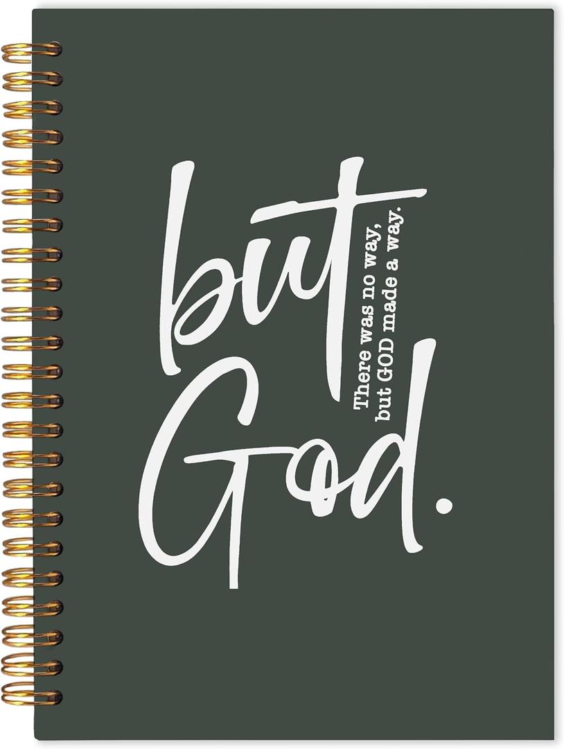 Inspirational Green Christian Bible Journals for Women Men, but God Christian Notebook, Prayer Journal for Women Men, Bible Notebooks for Note Taking, Spiral Notebook 5.5x8.3 with 164 Pages