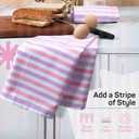 Fiesta Stripe 100% Cotton Dish Towels Set of 5, Large 18x26 Inch, Quick Dry, Absorbent & Reusable for Cleaning, Cooking, Kitchen Decor, Machine Washable, Rose Pink & Lavender