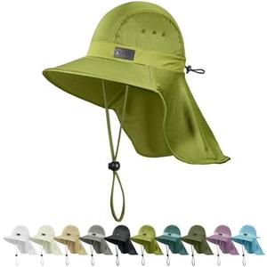 Sukeen Cooling Sun Hat for Men Women UPF50+ Wide Brim Fishing Hat with Neck Flap Adjustable Foldable Bucket Hat for Hiking 2Pcs