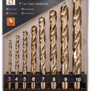 Hymnorq 8-Piece M35 Cobalt Steel Drill Bit Set (3mm-10mm), Dual Twist Flute, Bronze Finish, 135 Split Point, with Plastic Index Case, Ideal for Metals Like Stainless Steel Iron Aluminum and Copper