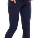 POSHDIVAH Women's Maternity Workout Nakedlux Leggings with Pockets Over The Belly Pregnancy Soft Activewear Yoga Pants (Medium, Deep Navy)