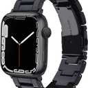 V-MORO Resin Strap Compatible with Apple Watch Band 41mm/40mm/42mm/38mm Series 11/10/9/8/7/6/5 Women Men Fashion Lightweight Wristband with Metal Buckle,iWatch Series 4/3/2/1/SE 2/SE (Black)
