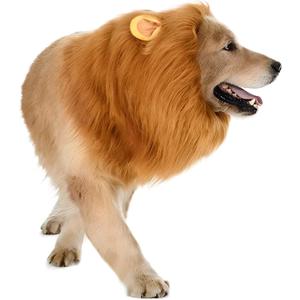 Dog Lion Mane Costume - Realistic Mane with Ears for Medium to Large Sized Dogs, Pet Halloween Costumes Birthday Party Cosplay Apparel