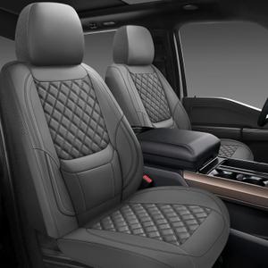 Car Seat Covers Full Set,Universal Fit for Cars,SUVs,Trucks,and Sedans with 5 Seats,Faux Leather Car Seat Cushion Compatible with Airbags,Waterproof Car Seat Protector,Grey