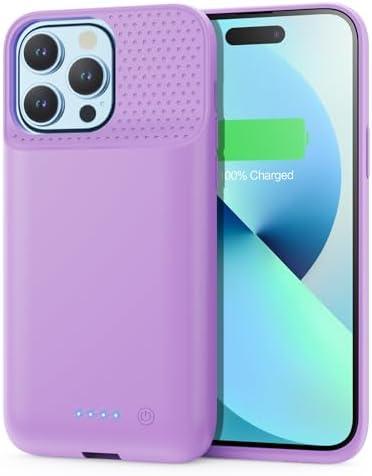 Battery Charging Case for iPhone 12Pro Max/13Pro Max/14Pro Max/14 Plus (6.7 Inch), Powerful 8600mAh Portable Rechargeable Charger Case for iPhone 14ProMax/14Plus/13Promax/12Promax Battery Case-Purple
