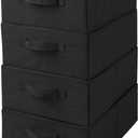 Decorative Storage Boxes for Organizing Clothes in a Dresser Collapsible Fabric Storage Bins Organizer Set with Handles for Bedding Clothes Toys Socks and More (Black)