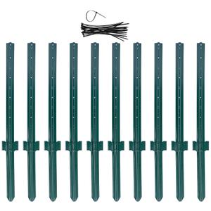 LADECH 4 Feet Sturdy Duty Metal Fence Post with 20 Zip Ties Garden U Posts for Fencing (4 Feet - Heavy - Set 10)