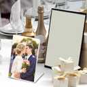 Thyle 24 Pieces Acrylic Sign Holder L Shape Clear Sign Stand 3.5 x 5 Inch Plastic Picture Frames Holder Slant Back Countertop Display Suitable for Home Restaurant Wedding Office Table Photos Menu