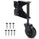 Gate Wheel, Spring Loaded Gate Caster, Heavy Duty Wooden Fence Gate Caster Wheel, 360 Degree Swivel Outdoor Swing or Rolling Gate Support Wheel Kit, 4-1/2 Inch, 220 Lbs Capacity, Black(Right)