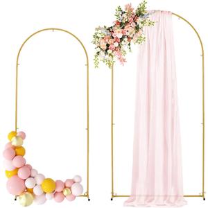 Wedding Arch Backdrop Stand,6.6FT,6FT Wedding Arch Frame for Party Gold Metal Arch Stand Set of 2 for Wedding Ceremony Baby Shower Graduation Decoration