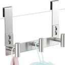 PMMASTO No-Drill Extra Long Shower Hooks, Fits 3/8" Thick Door, Heavy Duty Stainless Steel Towel Hooks for Frameless Glass Shower Door, Holds Bathrobe Towel (Silver, 3 T-Hooks)