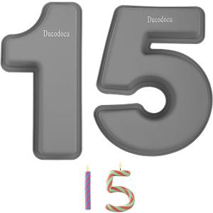 Ducodocu Silicone Number Cake Pan Large 3D Number Cake Mold Baking Forms Novel Cake Tins DIY Baking Mold for 15/51th Birthday Wedding Anniversary 10 inch Number of 1&6, 2 Pack