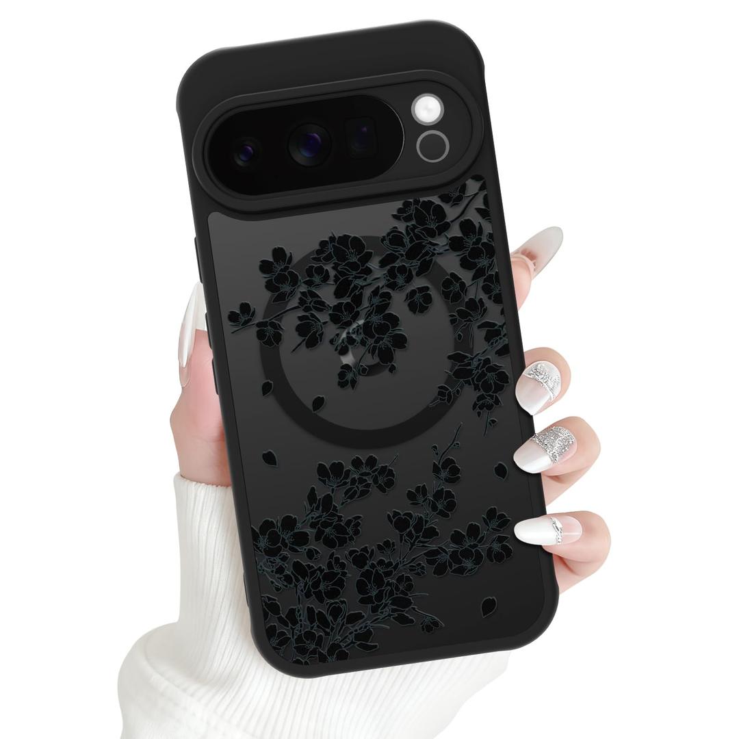 OOK Magnetic Case Fit for Google Pixel 10 Pro 6.3 Inch, Black Floral