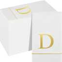 Ottin 120 Gold Foil Monogrammed Letter D Paper Guest Tower Elegant Metallic Initial Disposable Dinner Napkins for Bathroom Wedding Bridal Shower Engagement Banquet Rehearsal